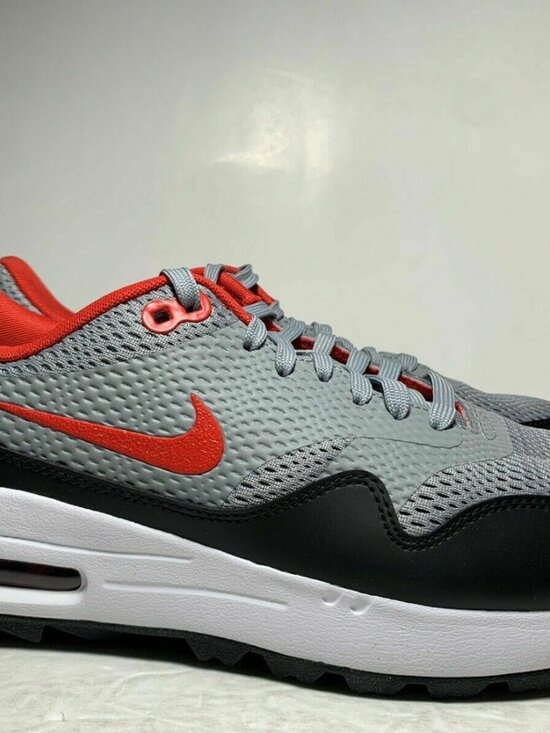 Nike Air Max 1 G Men\'s Golf Shoes/Cleats CI7576 002 Particle Grey Red SIZE 11.5